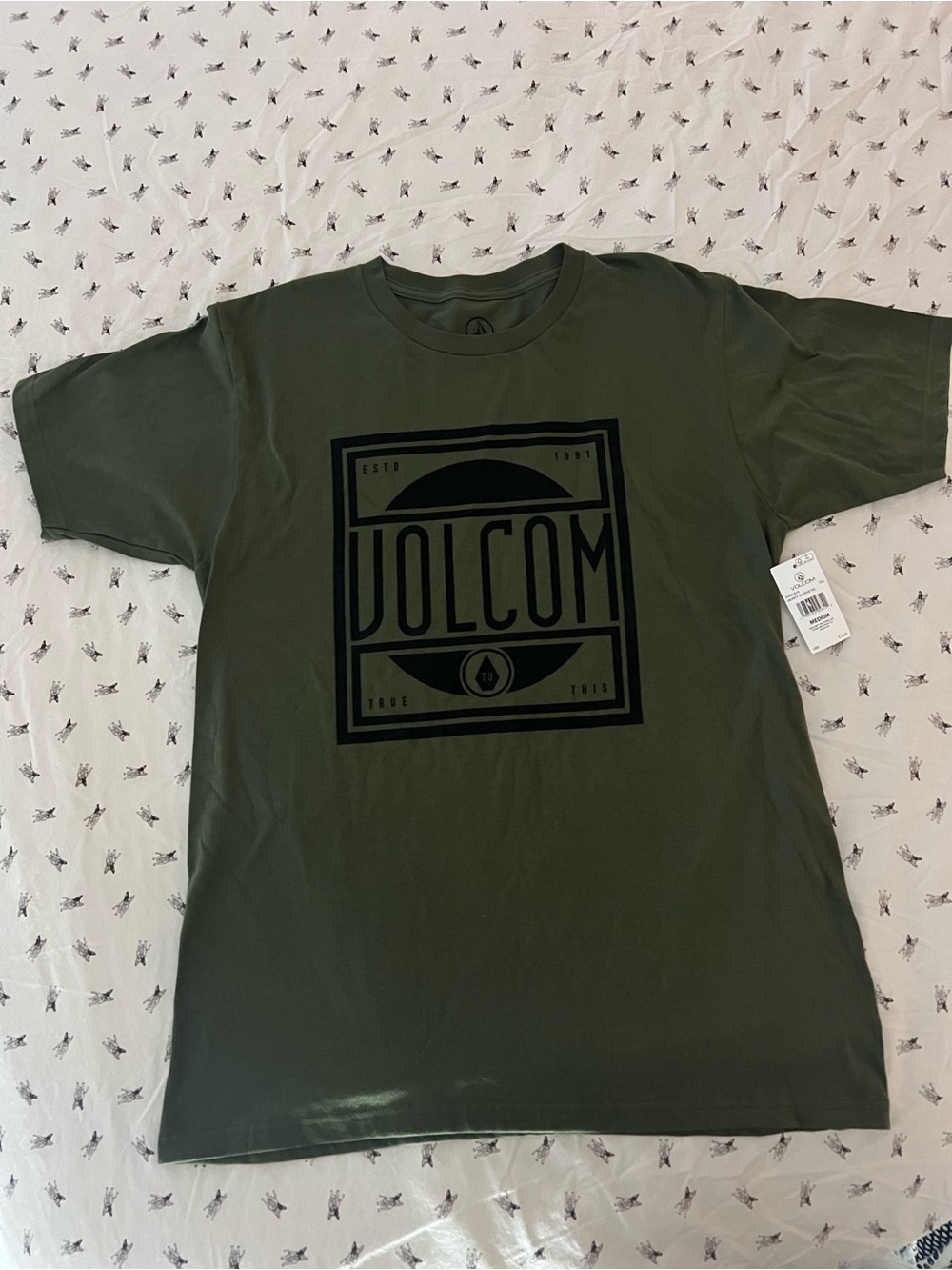 Volcom Olive Green Short Sleeve Tee with Black Logo